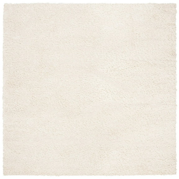 SAFAVIEH August Carlene Solid Plush Shag Area Rug, Ivory, 6'7" x 6'7" Square