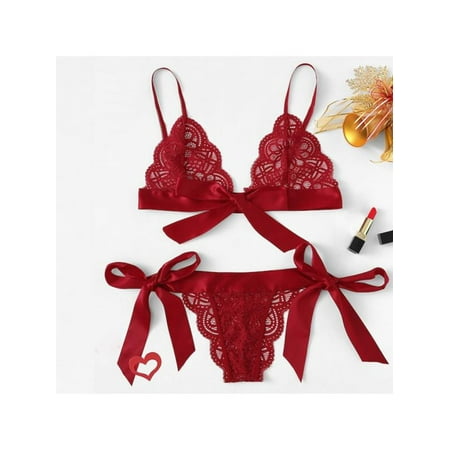 

Women Sexy Lingerie Set Lace Bra and Panty Sets 2 Piece Strappy Babydoll Bodysuit