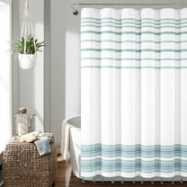 Breezy Chic Tassel Jacquard Eco-Friendly Recycled Cotton Shower Curtain Blue Single 72X72