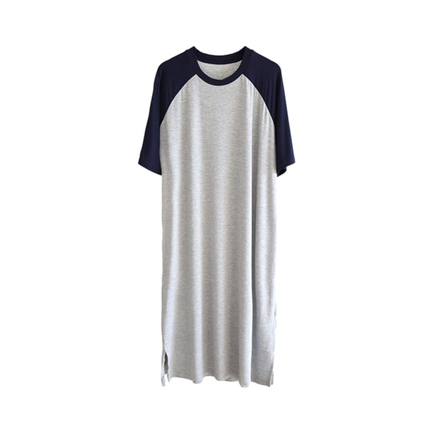 Qarigey Cómoda ropa de dormir para hombre, transpirable para descansar y dormir, de algodón para hombres, de baño para hombres, azul oscuro, Type3 NO3