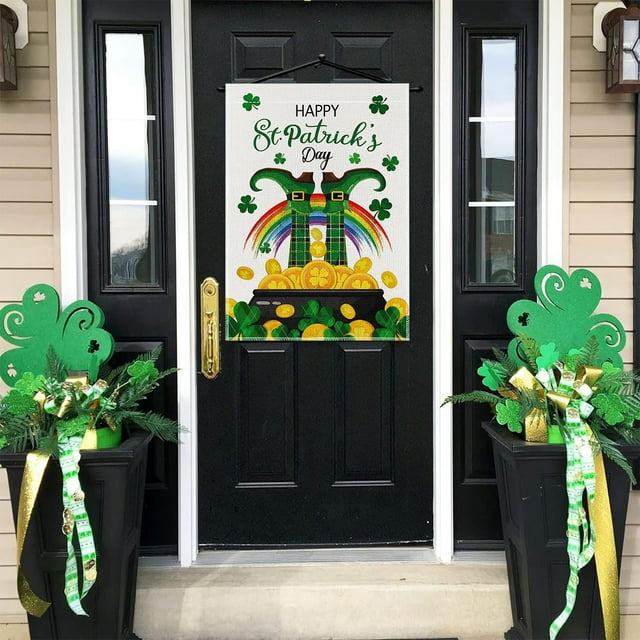 TIMIFIS Flax Garden Flags, St Patrick's Day Garden Sign 12X18 Inches Garden Outdoor Sign Personalized St Patrick's Day Decorations Double Sided St Patrick's Day Yard Decoration Gift Home Decor