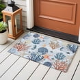 thumbnail image 5 of Marine Life Washable Small Entryway Area Rugs 2'x3', Watercolor Seahorse Coral Starfish Blue Wood Grain Low Pile Throw Rug Non-Slip Sturdy Edge Binding Carpet for Front Door Floor Room Entry, 5 of 9