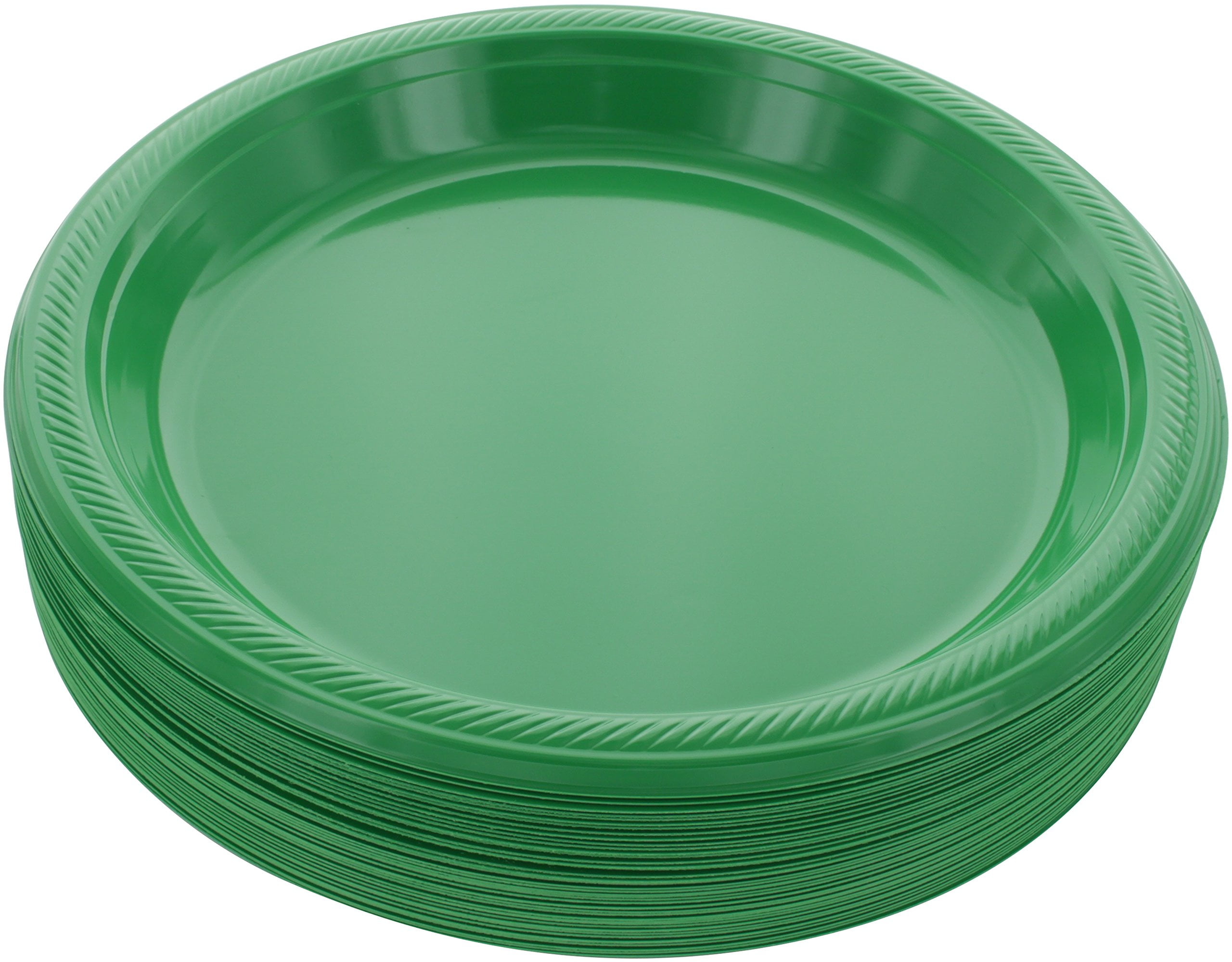 Disposable Plastic Plates Green, 10.4 Inches Plastic Dinner Plates