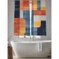 thumbnail image 5 of Abstract Stitching Sheer Curtains for Living Room Bedroom, Light-filtering Sheer Curtain, White Orange Blue Fluid Wash Art Rod Pocket Voile Window Treatment Drapes, 52’’Wx63’’L, 2 Panels Set, 5 of 7