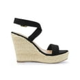 thumbnail image 3 of BLISSFUL STEP Women's Shoes Espadrille Wedge Slingback Crisscross Sandals Black 9, 3 of 8