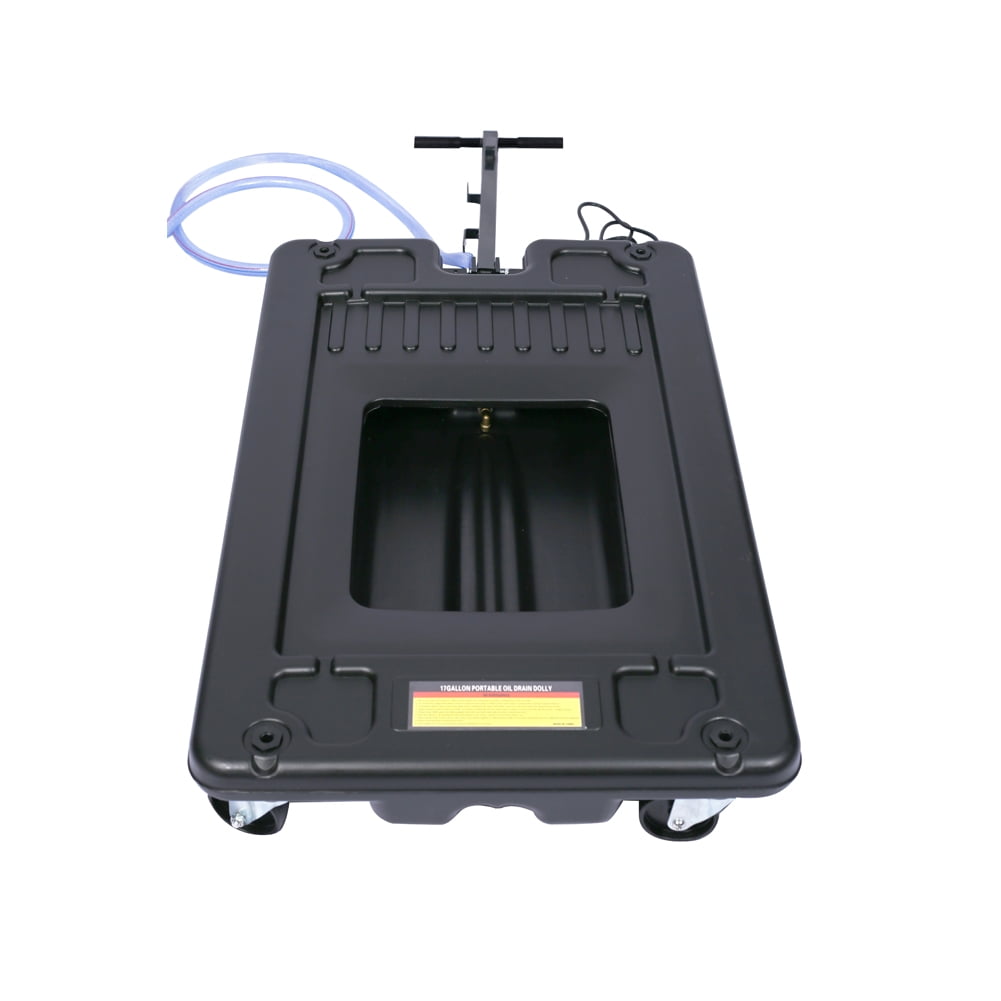 Low Profile Oil Drain Pan, 17 Gallon Electric Oil Drain Pan with 110V Electric Pump & 7 Ft Hose, T Folding Handle, Oil Drain Cart for Trucks, Buses, RVs and Other Automobiles