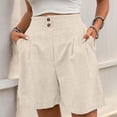 thumbnail image 2 of Tumotour Summer Linen Shorts for Women's Elastic Waist Outdoor Work Shorts Jogging Walkshort Straight-Leg Shorts, 2 of 7