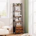 thumbnail image 2 of 5-Tier Ladder Shelf with 2 Drawers,Narrow Bookshelf Storage Shelves,Industrial Bookcase Freestanding Rack Units for Bedroom,Living Room,Bathroom,Home Office,Balcony,Wood Metal,Rustic Brown, 2 of 9