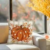 Kbndieu Fall Pillow Covers 18x18 Inch Thanksgiving Linen Pillowcase for Sofa Fall Halloween Home Decor