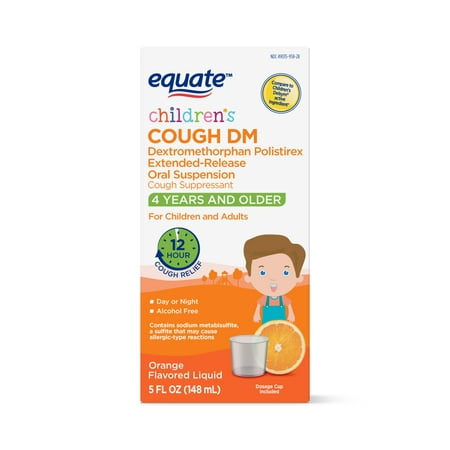 Equate Children's Cough Suppressant DM, Orange Flavor; Cough Medicine For Kids, 5 fl