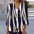 thumbnail image 2 of Camisa de mujer Blusa Estampado Manga 3/4 Casual Vacaciones Básico Botón Tops Marrón claro/XL, 2 of 3