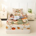 thumbnail image 4 of Homewish Cute Dino Twin Sheets,Autumn Leaves Bedding,Brown,3pcs,1 Fitted Sheet and 1 Pillowcase, 4 of 6