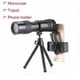 thumbnail image 4 of Telescopio monocular para teléfono móvil con zoom continuo de 10-300x30, prisma Bak4, 4K, teleobjetivo, clips y trípode., 4 of 5