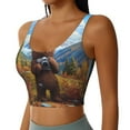 thumbnail image 2 of Rateoe Snowy Mountain Photography Bear Print Womens' Sports Bras Scoop Neck Sports Vest- Padded U Back Seamless High Impact Support, 2 of 7