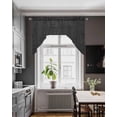 thumbnail image 3 of Black Burlap Texture Swag Valances for Windows, Small Curtains Drapes, Farmhouse Vintage Black Kitchen Window Curtains Over Sink Rod Pocket Window Treatment Valance for Bedroom/Bathroom 56"x36", 3 of 5