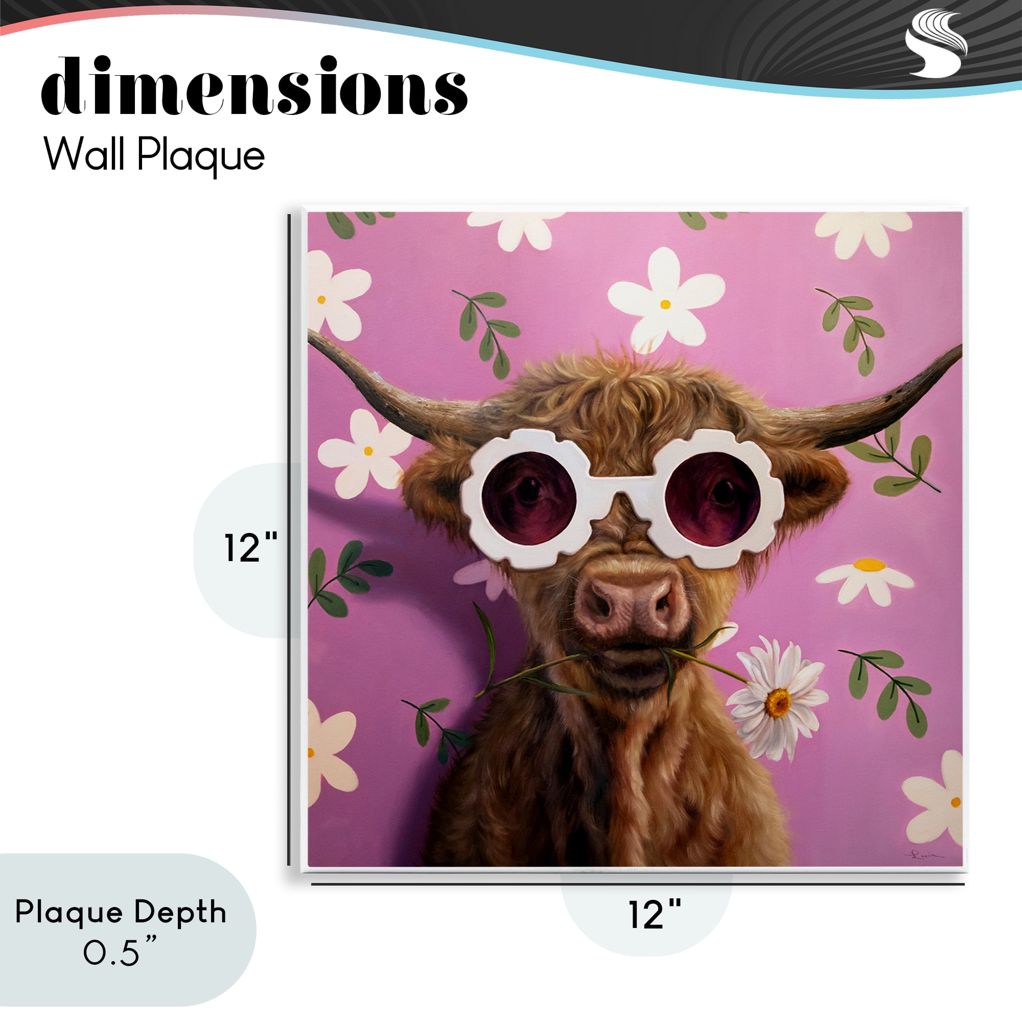 Stupell Industries Fresh As A Daisy Cattle Wall Plaque Art, design by Lucia Heffernan