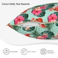 thumbnail image 5 of Haiem Palm Leaves Flamingo Print Velvet Soft Solid Decorative Square Throw Pillow Covers Set with Elegant Piping Christmas Cushion Case for Sofa Bedroom Car-20"x20", 5 of 8