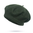thumbnail image 2 of Berets for Women Classic French Beret Hats Solid Color Artist Style Army Green One Size, 2 of 4