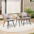 thumbnail image 2 of 3 Piece Outdoor Furniture Patio Bistro Set Balcony Furniture Durable String Conversation Sets Outdoor Patio Chairs Set for Porch Poolside Garden, 2 of 8