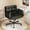 Faux Leather-Black, variant on Furniliving Criss Cross Chair with 5-Level Adjustable Armrests & Wheels, Faux PU Swivel Office Desk Chair, Adjustable Vanity Chair for Bedroom, Makeup,Black