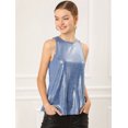 thumbnail image 3 of INSPIRE CHIC Camiseta Sin Mangas Con Chaleco Brillante Metálico Brillante Sin Mangas Para Fiesta Y Club Para Mujer Azul L, 3 of 6