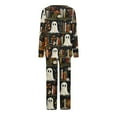thumbnail image 3 of Tnhcen Stylish V-Neck Pajamas for Women 2-Piece Halloween Print Set with Long Sleeves Pants Nightwear Lounge Wear​ S-3XL, 3 of 4