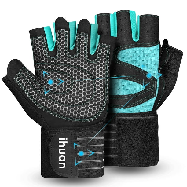Guantes de entrenamiento ihuan ventilados para levantamiento de pesas con muñequera