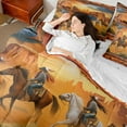 thumbnail image 4 of Homewish Western Cowboys Bedding Comforter Set 7pcs for Teens Boys Girls,Animal Horse Queen Bedding Sets Super Cozy,Exotic Style Queen Sheet Sets,Luxury Bedroom Decor,Reversible, 4 of 8