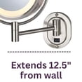 thumbnail image 2 of Jerdon 8-inch Diameter Lighted Makeup Mirror, 5X-1X Magnification, Nickel Finish, Direct Wire - Model HL165ND, 2 of 5