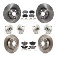 thumbnail image 1 of Transit Auto Front Rear Hub Bearings Assembly Disc Brake Rotors and Semi-Metallic Pads Kit (10Pc) for Car Volkswagen Passat Audi CC A3 Quattro - Left Right Side (Driver Passenger) KBB-109797, 1 of 11