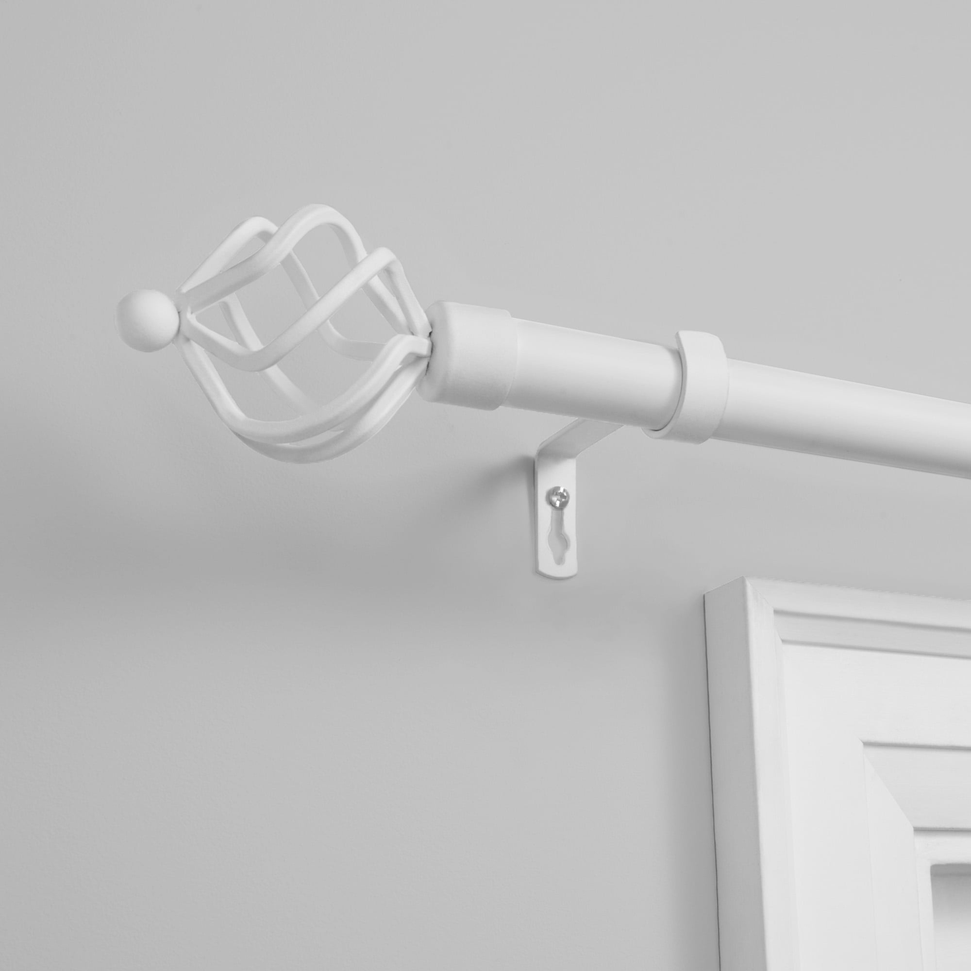 EXCLUSIVE HOME Torch 1" Curtain Rod and Finial Set, Matte White, Adjustable 84"-160"