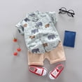 thumbnail image 2 of Tfken Outfits Sets For Children Boys Toddler Comfortable Summer Lapel Neck Cartoon Print T-Shirts Shorts Size 2 Years-3 Years Outfit Set Green, 2 of 3