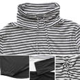 thumbnail image 6 of FANCYINN Women Cowl Neck Striped Tunic Tops Long Sleeve Color Block & Patch Pullover T-Shirt with Drawstring Black Stripe, M, 6 of 7