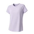 thumbnail image 4 of Women's Open Back Workout Top Short Sleeve Athletic Shirt UPF50+ Quick Dry Lightweight Running Yoga Tennis Pickleball Women Basic Soft Tee Hoodies and Fitness Clothing, Light Violet XL, 4 of 6