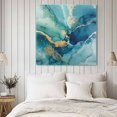 thumbnail image 4 of Turquoise Marble Wall Art Painting on Canvas, Modern Abstract Art Ombre Blue Canvas Art Home Prints Wall Art Framed Modern Artwork for Living Room Bedroom Wall Decor 20x20in, 4 of 9