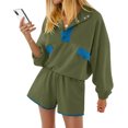 thumbnail image 4 of Long Sleeve Women 2 Pieces Sweatsuit Half Button Sweatshirt and Shorts Sets Outfit, 4 of 6