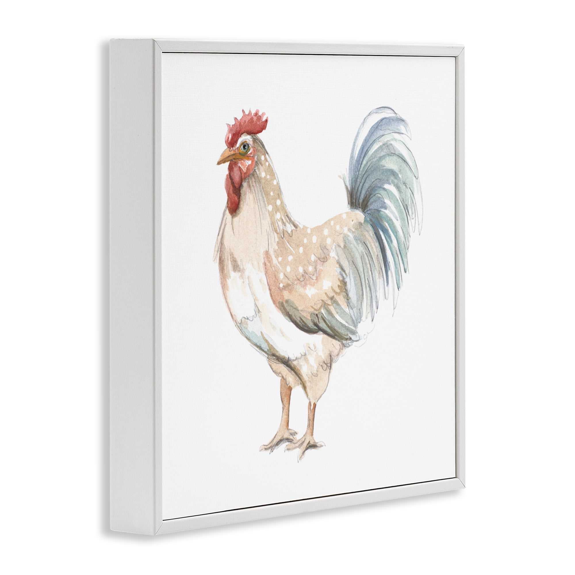 Stupell Industries Watercolor Rooster Sketch White Framed Giclee Art, design by Patricia Pinto