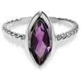 thumbnail image 2 of Galaxy Gold 14K Solid White Gold Cable Band Ring with Natural Marquise Purple Amethyst, Size 8.5, 5.5-11 Sizes, February Birthstone, Symbol of Serenity, 2 of 4