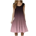 thumbnail image 2 of Womens Fashion Holiday Summer Round Neck Gradient Print Sleeveless Party Beach Dress, 2 of 6