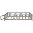 thumbnail image 3 of Twin Size Bed Frame for Kids, Solid Wood Floor Bed with Full-length Guardrails and 1 Door, Modern Low Platform Bed with Sturdy Slats Support for Boys and Girls, No Box Spring Needed, Gray, 3 of 7