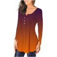 thumbnail image 3 of Camisas Para Mujer Camiseta Casual Impreso Manga Larga Cuello Redondo Fruncido Jersey Blusa Tops Odeerbi  ODB128327, 3 of 6