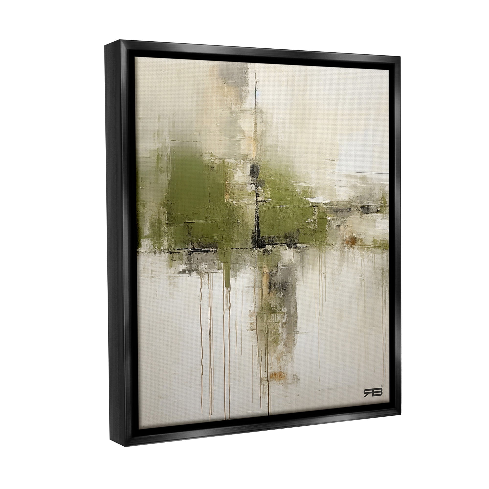 Stupell Industries Modern Paint Drip Horizon Abstract Painting Black Floater Framed Canvas Art Print Wall Art, 17 x 21