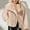 #204-Beige, variant on Women's Winter Faux Fur Short Coat - Solid Color Warm Outerwear - Stylish Insulated Jacket with Classic Collar