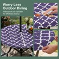thumbnail image 5 of Round Outdoor Tablecloth with Umbrella Hole and Zipper, Purple Moroccon Tablecloth with Elastic Waterproof, Country Chic Ethnic Minimalist Motifs Patio Table Covers for 55" - 60" Picnic Pool Tables, 5 of 9