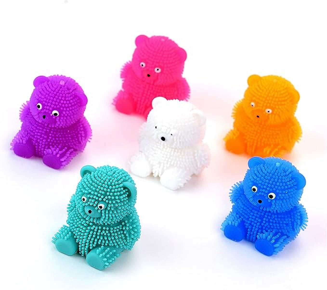 Puffer Bear Toys - Mini Bears Paffers Figures 1.75 Inch - Easter Egg Fillers - Gummy Bear 24 Pcs - Squeeze Toys for Party Favors, Goody Bags, Classroom Prizes & Treasure Box