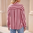 thumbnail image 4 of Womens Striped Button Down Shirts Bow Tie Neck Long Sleeve Tops, S, 4 of 6