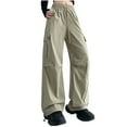 thumbnail image 2 of Danhjin Khaki Womens Cargo Pants Lightweight Travel Hiking Cargo Pants Soft Stretch Baggy Straight Casual Streetwear, 2 of 4