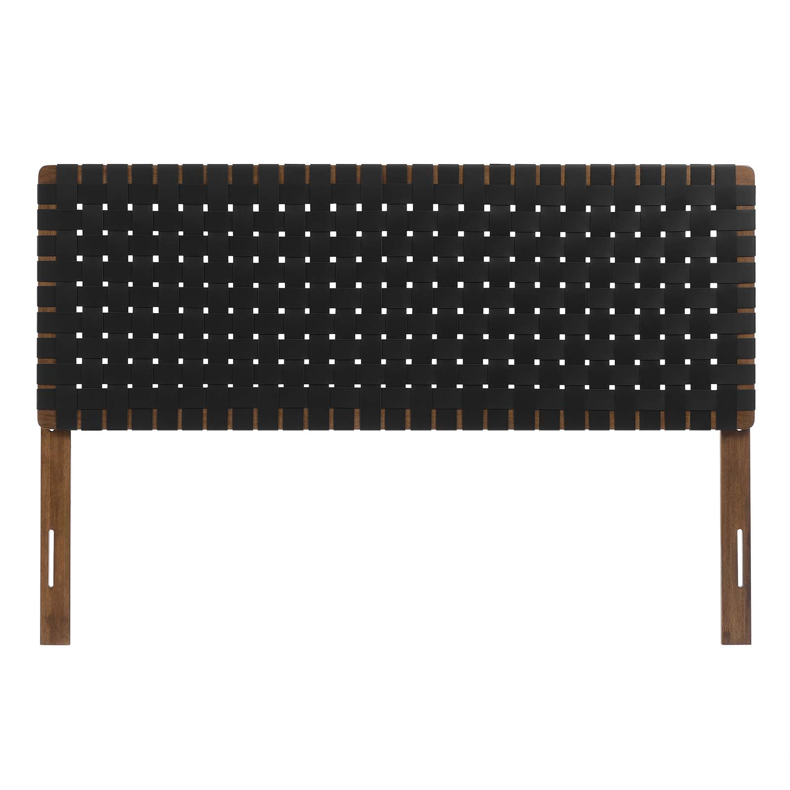 Sparta Weave Vegan Leather Queen Headboard in Walnut Black