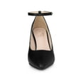 thumbnail image 6 of BLISSFUL STEP Ankle Strap Pointed Toe Clear Block Heel Pumps for Women Black 7, 6 of 6