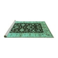 thumbnail image 2 of Ahgly Company Machine Washable Indoor Rectangle Oriental Turquoise Blue Traditional Area Rugs, 8' x 10', 2 of 4